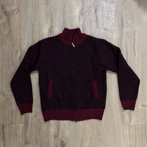 Men's zip sweater in maroon pattern - L